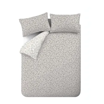 Lenjerie de pat gri din flanela pentru pat dublu/extinsa 230x220 cm Grace Floral Leaf - Catherine Lansfield imagine