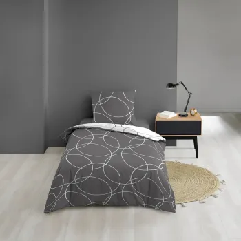 Lenjerie de pat gri din microfibra pentru pat de o persoana 140x200 cm Elton - douceur d'interieur imagine