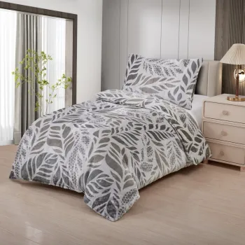 Lenjerie de pat gri din microplus/cocolino pentru pat de o persoana 140x200 cm Judith - My House imagine