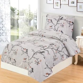 Lenjerie de pat gri din microplus/cocolino pentru pat de o persoana 140x200 cm Ronja - My House imagine