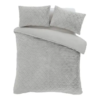 Lenjerie de pat gri din microplus/cocolino pentru pat dublu 200x200 cm Cosy Diamond - Catherine Lansfield imagine