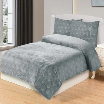 Lenjerie de pat gri din microplus pentru pat de o persoana 140x200 cm - My House imagine