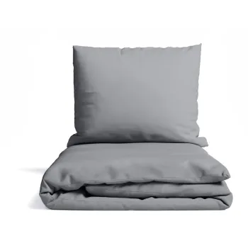 Lenjerie de pat gri din microsatin pentru pat dublu 200x200 cm Basic - Bonami Essentials imagine