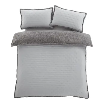 Lenjerie de pat gri din sherpa pentru pat dublu/extinsa 230x220 cm Cosy Nori - Catherine Lansfield imagine