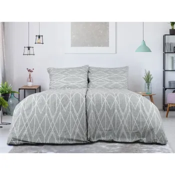 Lenjerie de pat gri din tesatura crep pentru pat de o persoana 140x200 cm Gray Stripes - B.E.S. imagine