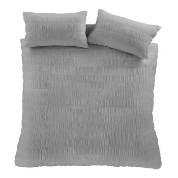 Lenjerie de pat gri din tesatura crep pentru pat dublu/extinsa 230x220 cm Seersucker - Catherine Lansfield imagine