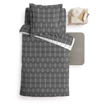 Lenjerie de pat gri inchis din bumbac pentru pat de o persoana 140x200 cm Aristide - douceur d'interieur imagine