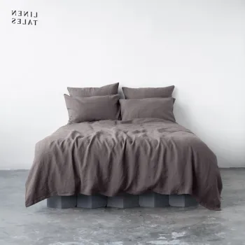 Lenjerie de pat gri inchis din in pentru pat dublu 200x200 cm - Linen Tales imagine
