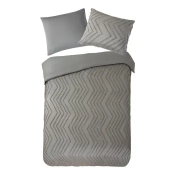 Lenjerie de pat gri/maro din microfibra pentru pat de o persoana/extinsa 140x220 cm Pure Zigzag - Good Morning imagine