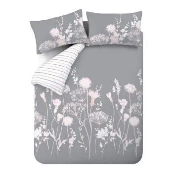 Lenjerie de pat gri pentru pat dublu/extinsa 230x220 cm Meadowsweet Floral - Catherine Lansfield imagine
