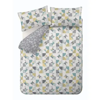 Lenjerie de pat gri pentru pat dublu/extinsa 230x220 cm Retro Circles - Catherine Lansfield imagine