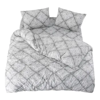 Lenjerie de pat gri pentru pat dublu/extinsa cu cearceaf inclus/cu 4 piese 200x220 cm Geometric - Mila Home imagine