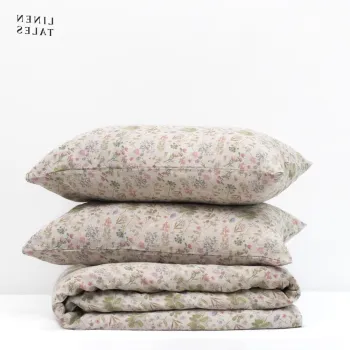 Lenjerie de pat in culoare naturala din in pentru pat de o persoana 140x200 cm Botany 2 - Linen Tales imagine