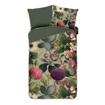 Lenjerie de pat kaki din bumbac satinat pentru pat de o persoana/extinsa 140x220 cm Onaz - Descanso imagine