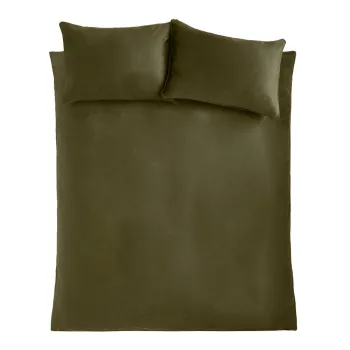 Lenjerie de pat kaki din catifea pentru pat dublu, extinsa 230x220 cm Kingsley - Catherine Lansfield imagine