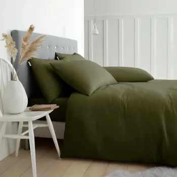 Lenjerie de pat kaki din flanela pentru pat dublu/extinsa 230x220 cm Brushed - Catherine Lansfield imagine