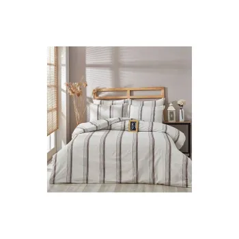 Lenjerie de pat maro-bej din bumbac pentru pat dublu-extinsa 200x220 cm - Mila Home imagine