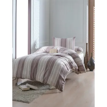 Lenjerie de pat maro/bej pentru pat de o persoana 140x200 cm Lima - Mijolnir imagine