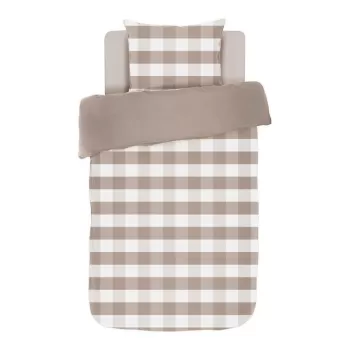 Lenjerie de pat maro deschis din bumbac pentru pat de o persoana 140x200 cm Emma - Tiseco Home Studio imagine