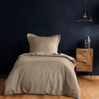 Lenjerie de pat maro deschis din bumbac pentru pat de o persoana 140x200 cm Lina - douceur d'interieur imagine