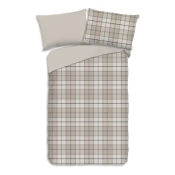 Lenjerie de pat maro deschis din flanela pentru pat de o persoana 140x200 cm Bernardus - Good Morning imagine