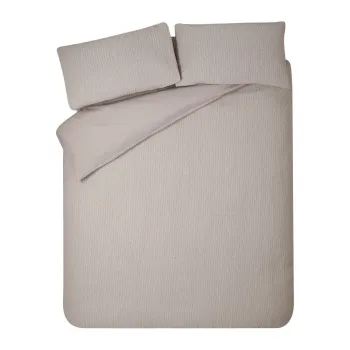 Lenjerie de pat maro deschis din tesatura crep pentru pat dublu 200x200 cm Crinkle Seersucker - Catherine Lansfield imagine