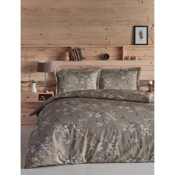 Lenjerie de pat maro din bumbac pentru pat dublu 200x200 cm Chicory - Mijolnir imagine