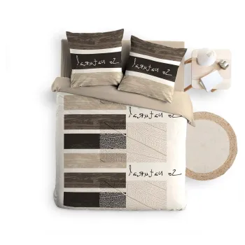 Lenjerie de pat maro din bumbac pentru pat dublu 200x200 cm So Natural - douceur d'interieur imagine
