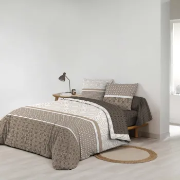 Lenjerie de pat maro din bumbac pentru pat dublu/extinsa cu cearceaf inclus/cu 6 piese 240x220 cm Pacha - douceur d'interieur imagine