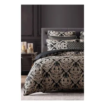 Lenjerie de pat maro din bumbac ranforce pentru pat dublu/extins cu cearceaf inclus/cu 4 piese 200x220 cm Damask - Mila Home imagine