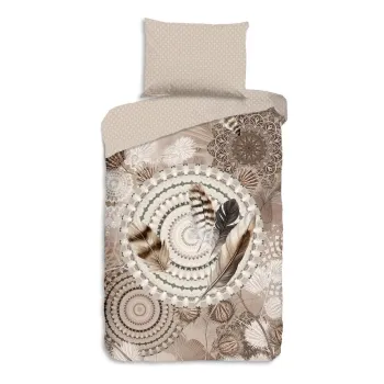 Lenjerie de pat maro din flanela pentru pat de o persoana 140x200 cm Ringhda - HIP imagine