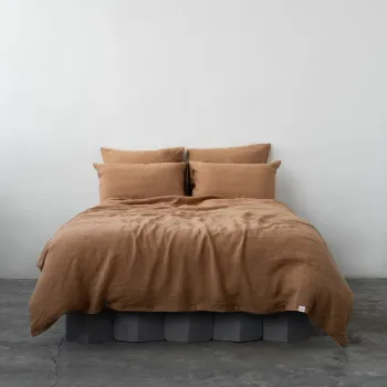 Lenjerie de pat maro din in pentru pat dublu 200x200 cm - Linen Tales imagine