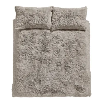 Lenjerie de pat maro din microplus/cocolino pentru pat de o persoana 135x200 cm Cuddly - Catherine Lansfield imagine