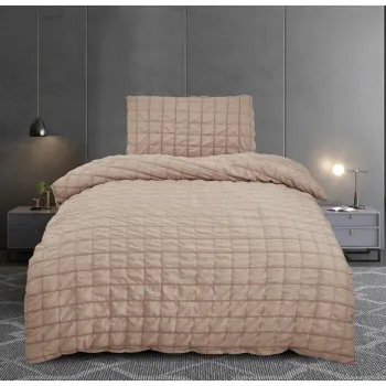 Lenjerie de pat maro din tesatura crep pentru pat de o persoana 140x200 cm Naomi - My House imagine