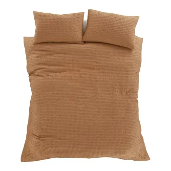 Lenjerie de pat maro pentru pat dublu 200x200 cm Muscat Waffle - Pineapple Elephant imagine