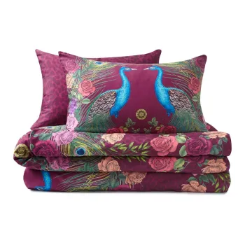 Lenjerie de pat mov din bumbac satinat pentru pat de o persoana 135x200 cm Xanadu Peacock - Matthew Williamson imagine
