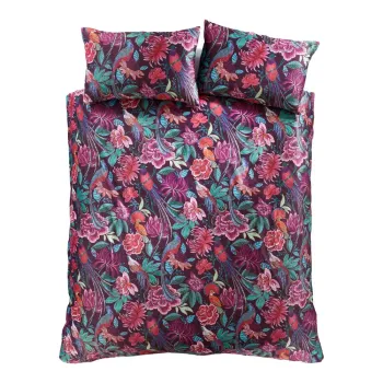 Lenjerie de pat mov din catifea pentru pat dublu/extinsa 230x220 cm Kate Floral - Catherine Lansfield imagine