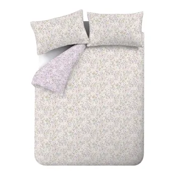 Lenjerie de pat mov lavanda/bej din bumbac pentru pat de o persoana 135x200 cm Ditsy Floral - Bianca imagine