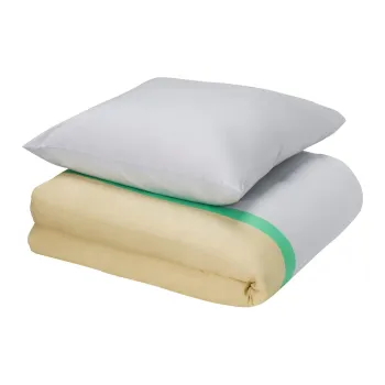 Lenjerie de pat mov lavanda/bej din bumbac pentru pat de o persoana/extinsa 140x220 cm Block - Hubsch imagine