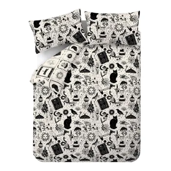 Lenjerie de pat neagra/bej pentru pat dublu 200x200 cm Enchanted Witchcraft - Catherine Lansfield imagine