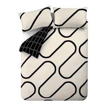 Lenjerie de pat neagra/bej pentru pat dublu/extinsa 230x220 cm Linear Curve - Catherine Lansfield imagine