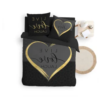 Lenjerie de pat neagra din bumbac pentru pat dublu 200x200 cm Crazy Love - douceur d'interieur imagine