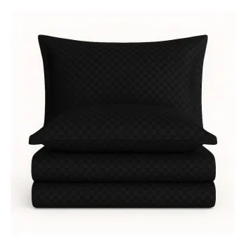Lenjerie de pat neagra din bumbac ranforce pentru pat dublu/extinsa 240x220 cm Checkered - Mila Home Luxury imagine