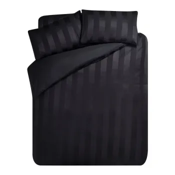 Lenjerie de pat neagra din satin pentru pat dublu 220x230 cm So Soft Satin Stripe - Catherine Lansfield imagine