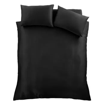Lenjerie de pat neagra din satin pentru pat dublu/extinsa 230x220 cm Silky Soft - Catherine Lansfield imagine