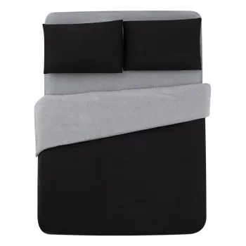 Lenjerie de pat neagra-gri din bumbac pentru pat de o persoana-extins si cearceaf 160x220 cm - Mila Home imagine