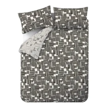 Lenjerie de pat neagra/gri pentru pat de o persoana 135x200 cm Blocks - Catherine Lansfield imagine