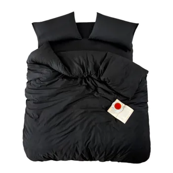 Lenjerie de pat neagra pentru pat de o persoana/extinsa cu cearceaf inclus/cu 3 piese 160x220 cm Classic - Mila Home imagine