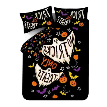 Lenjerie de pat neagra pentru pat dublu 200x200 cm Halloween Trick or Treat - Catherine Lansfield imagine
