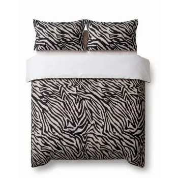 Lenjerie de pat neagra pentru pat dublu 200x200 cm Zebra - Mijolnir imagine